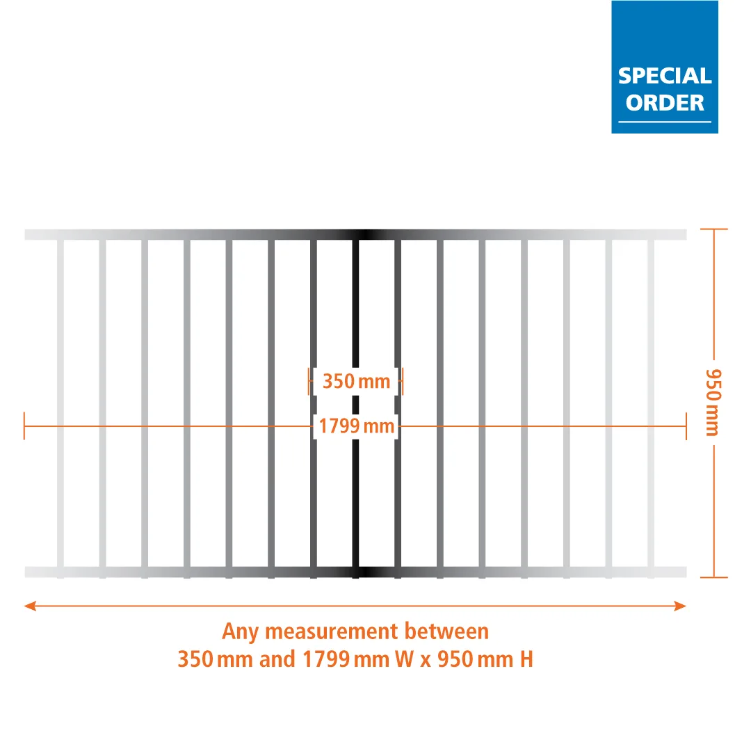 special order any measurement between 350 mm and 1799 mmW x 900 mmH Special Order Any Measurment Between 350mm and 1799mmW X 950mmH