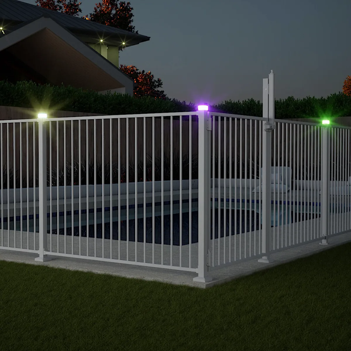 Coloured Solar Lights White Fence Protectoral