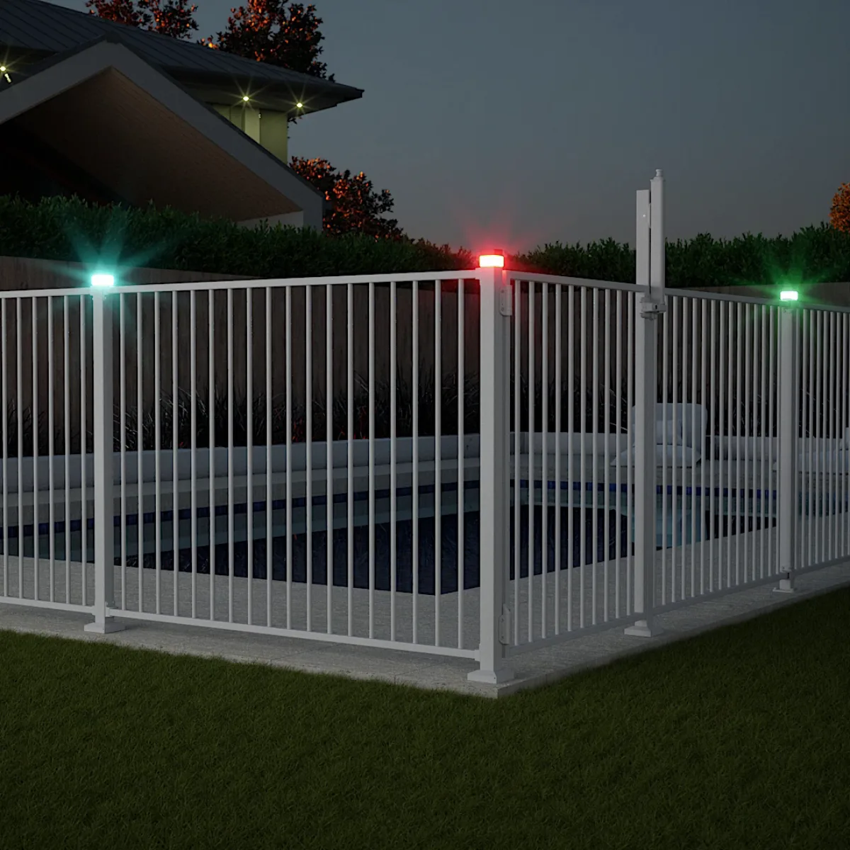 Coloured Solar Lights White Fence Red Blue Green Protectoral